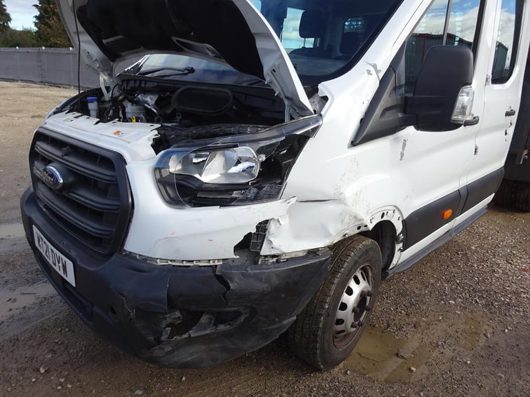 2021 21 REG FORD TRANSIT 350 LEADER ECOBLUE DIESEL TIPPER 7 SEAT DAMAGED SALVAGE