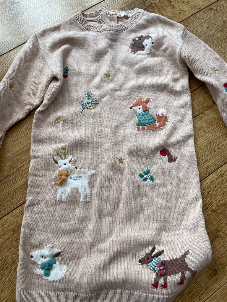 image for NEXT Children’s Christmas Jumper dress Size 5-6 years Autumn /Christmas 
