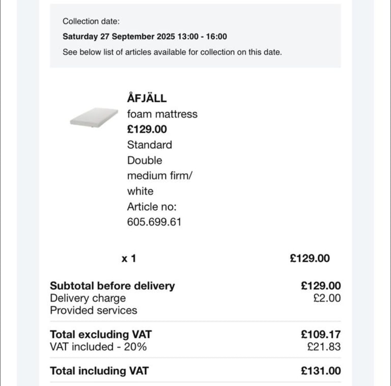 Mattress used for less than 1 month