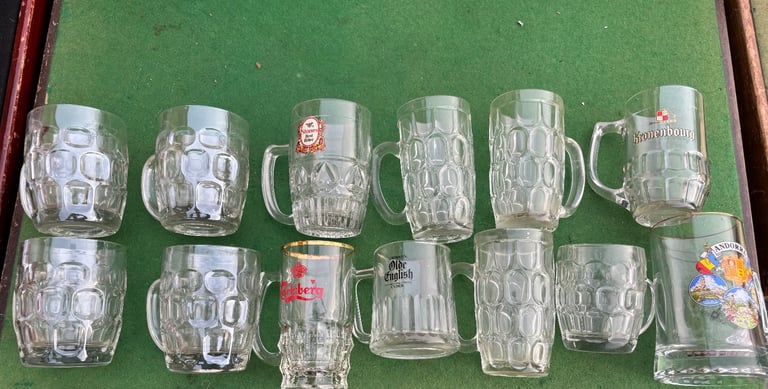 Mixed lot of half pint handled glasses some vintage 