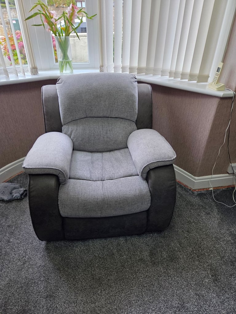 image for New Charleston Three Seater Recliner Sofa and Chair - Grey