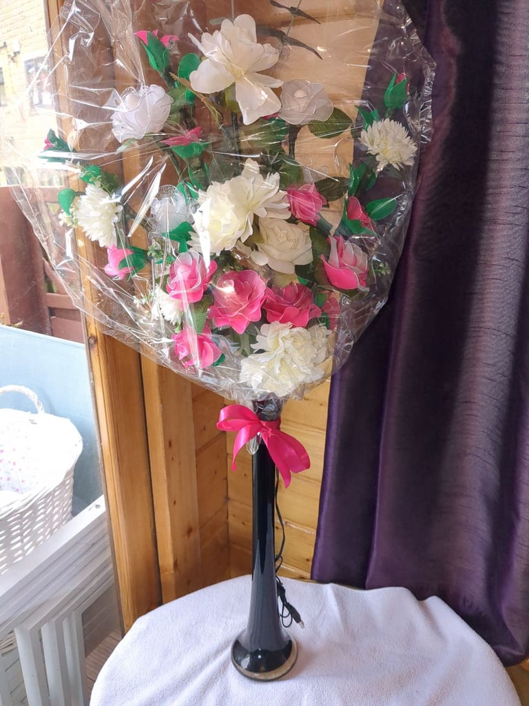 image for Light up artificial light up flowers with vase