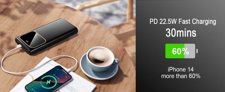 Power Bank Fast Charging 10000mAh, 22.5W Portable Charger USB C Input & Output