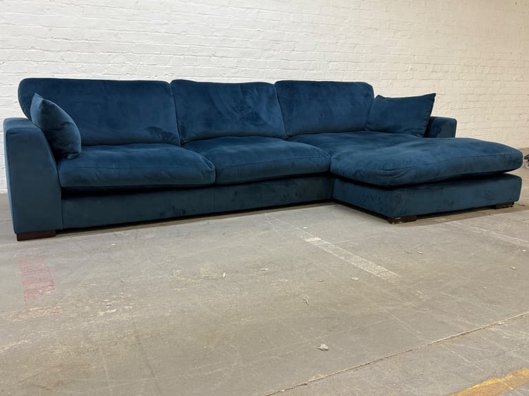 DFS Plush Velvet Corner Sofa with Matching Footstool RRP £1699
