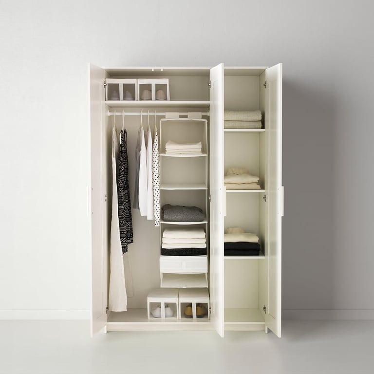 IKEA BRIMNES Wardrobe with 3 doors, mirror, white, 117x190 cm