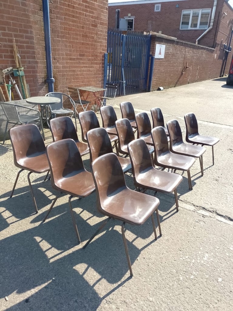 Brown stacking chairs, Ref:18321 15 available @ £10 each £10.00