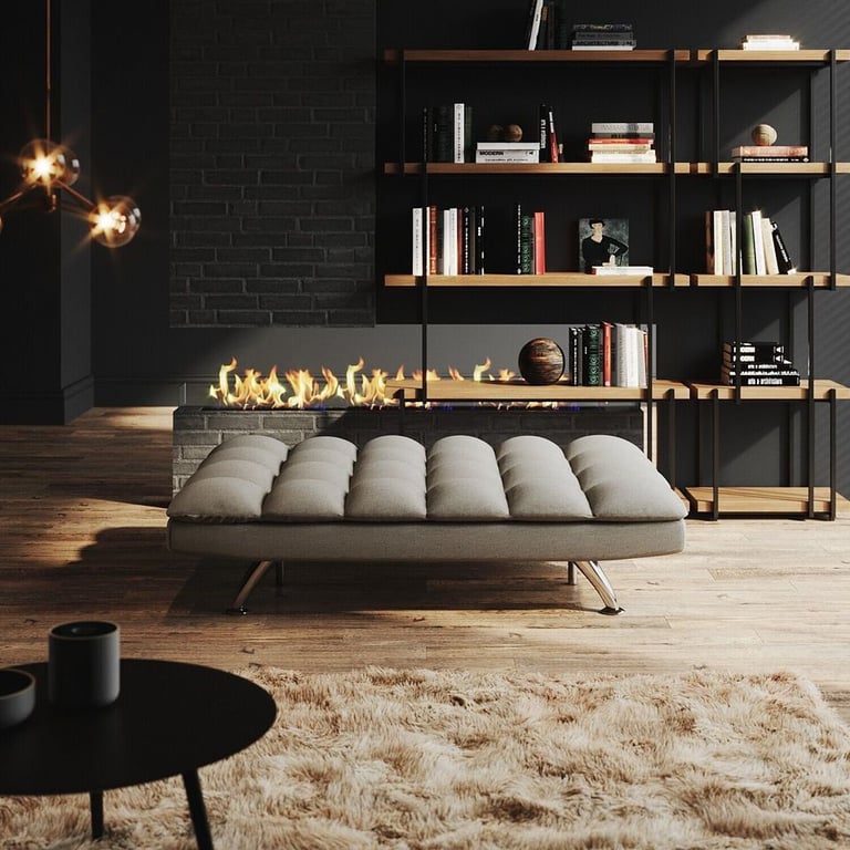 New Grey Cube Design Fabric 3 Seater Padded Sofa Bed RRP £425 Our Price £280