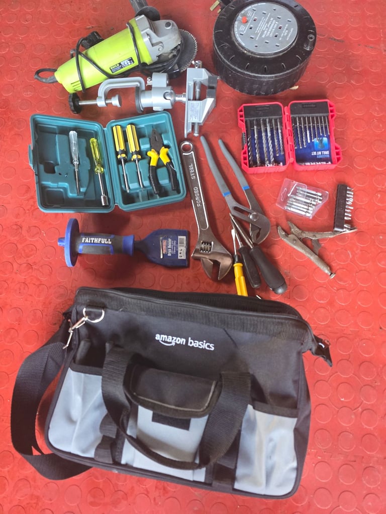 Selection of tools with tool bag