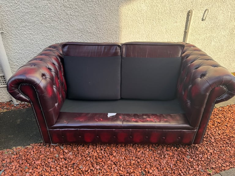 LIKE NEW! Chesterfield Genuine Leather Sofas - (Matching pair 2+2)