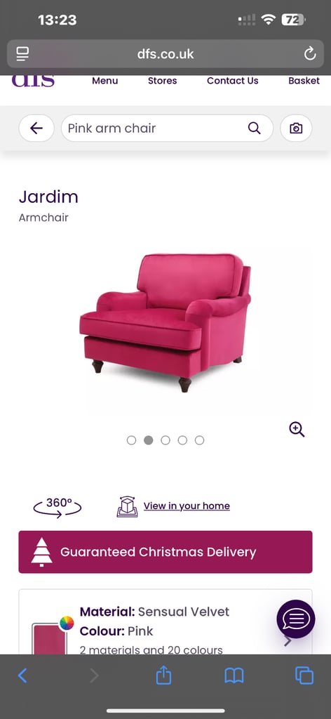 Pink velvet armchair (DFS Jardim) 