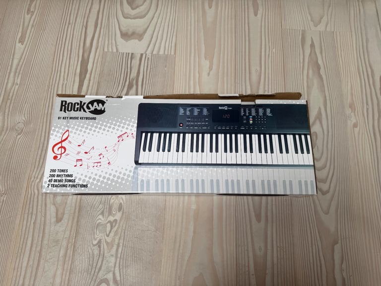 RockJam RJ361 61 Key Portable Electric Keyboard Piano with Power Supply