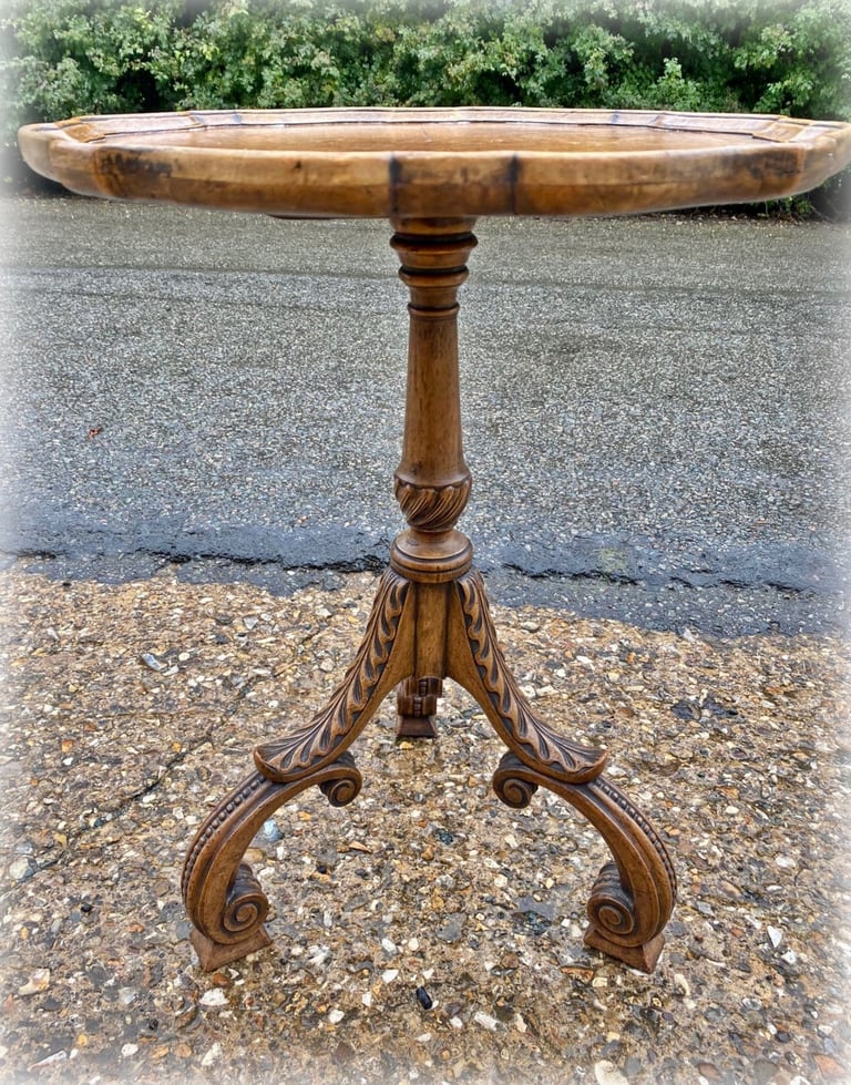 Victorian Carved Walnut Wine Table 