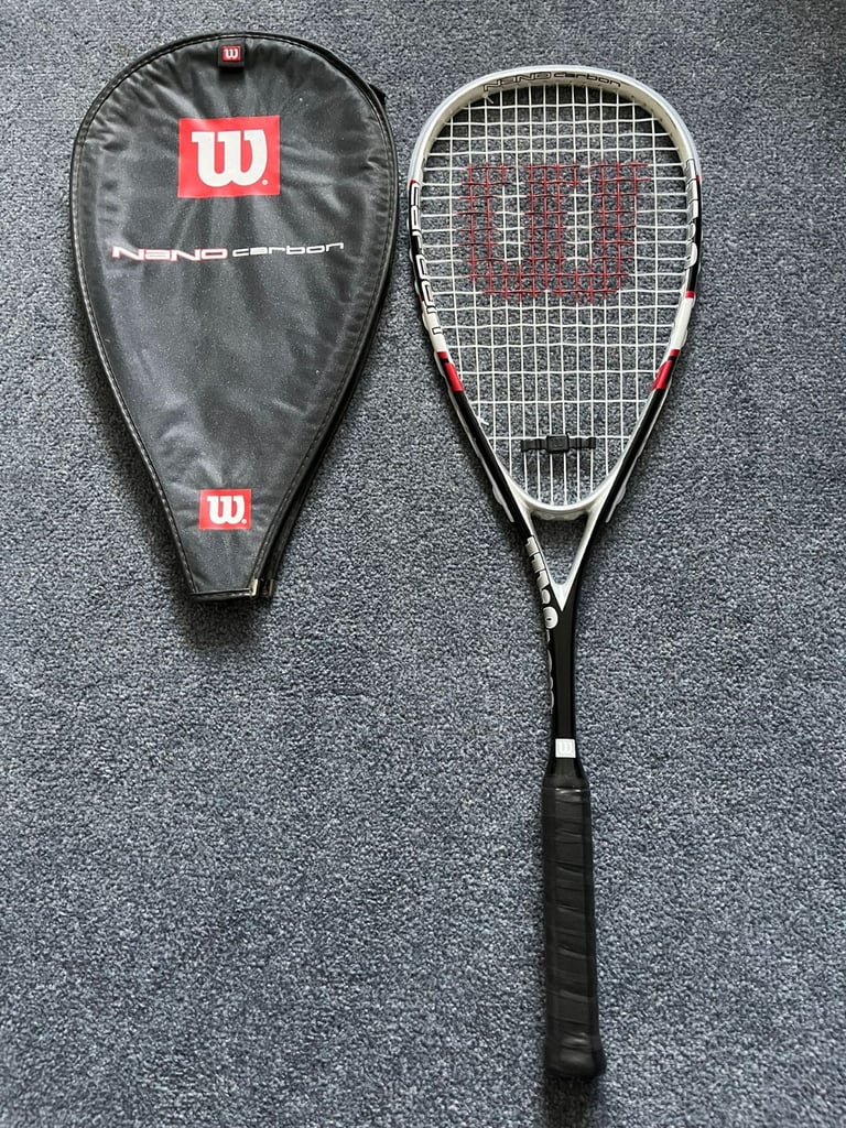 image for Wilson Nano Carbon Force Squash Racket + Cover – Very Light & In Very Good Condition