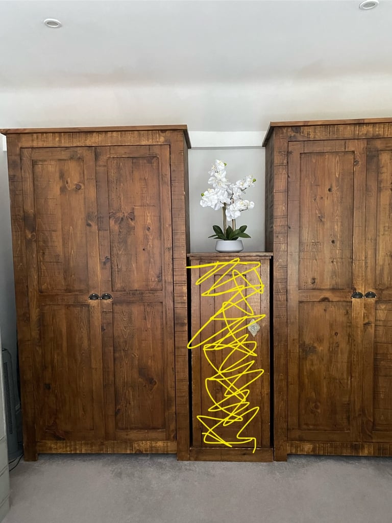 Pair of Tall Wardrobes-Custom Handmade Planed Solid Wood-7ft 6” Tall