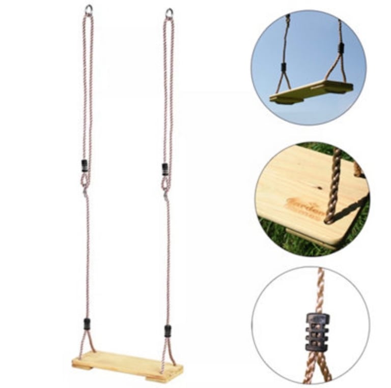 Trapeze Bar with Rings & Wooden Swing Seat