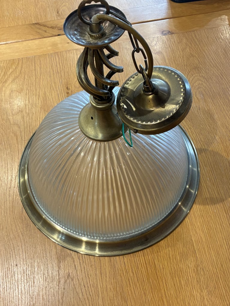 Vintage glass and gold light shade with decorative pendant