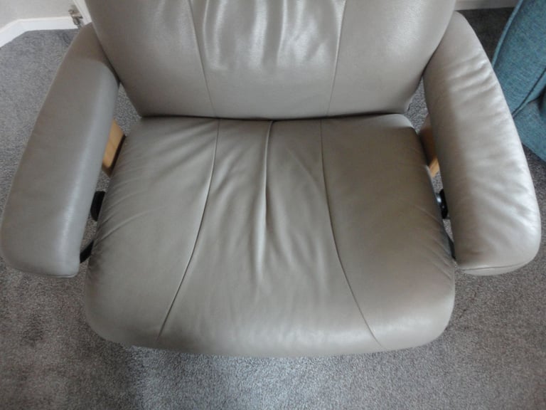 Quality ekornes leather stressless swivel recliners x 2 with footstools as pictures, £500 EACH chair