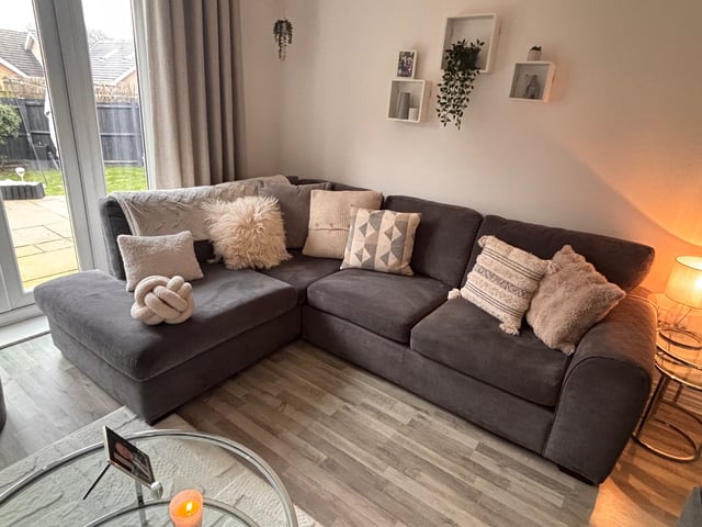Dfs okra corner and seater sofa in Syston, Leicestershire