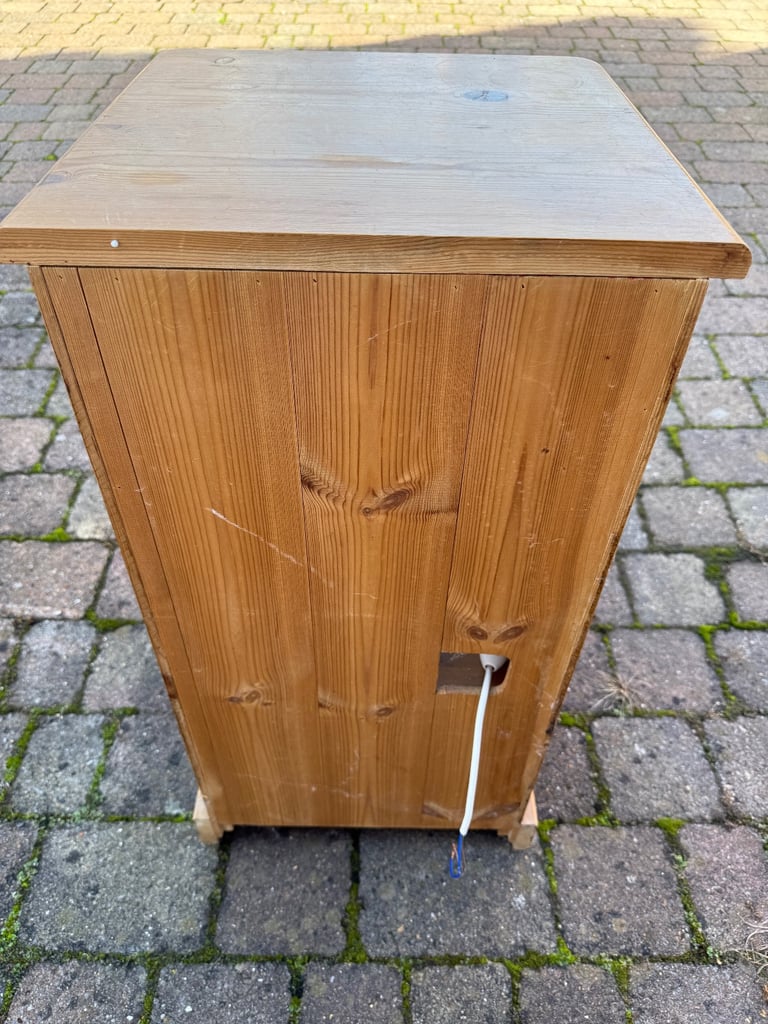 Solid Pine bespoke cupboard with glass door and two drawers
