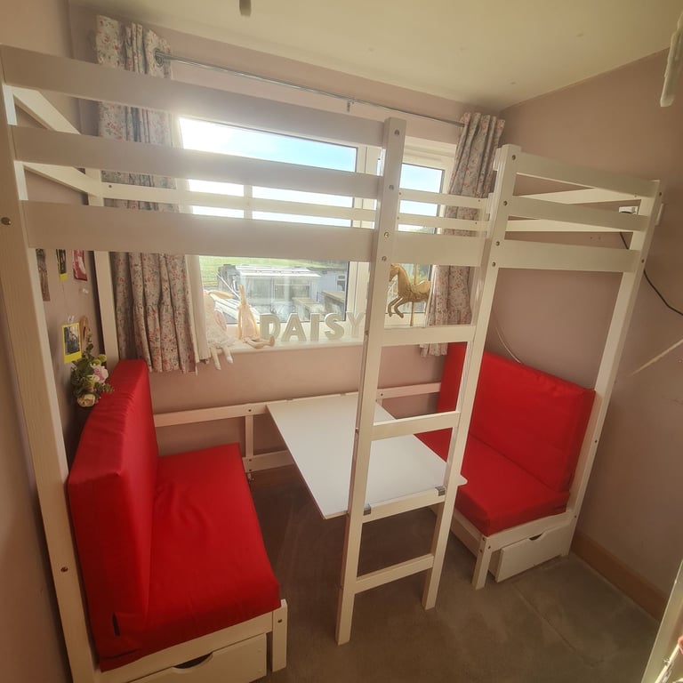 image for Noa & Nani High Sleeper Cabin Bed with Underseating Area and Storage Drawers, Very Good Condition 