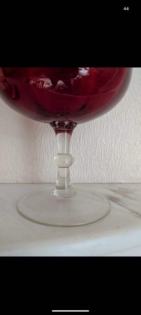 image for Retro ruby red large brandy glass