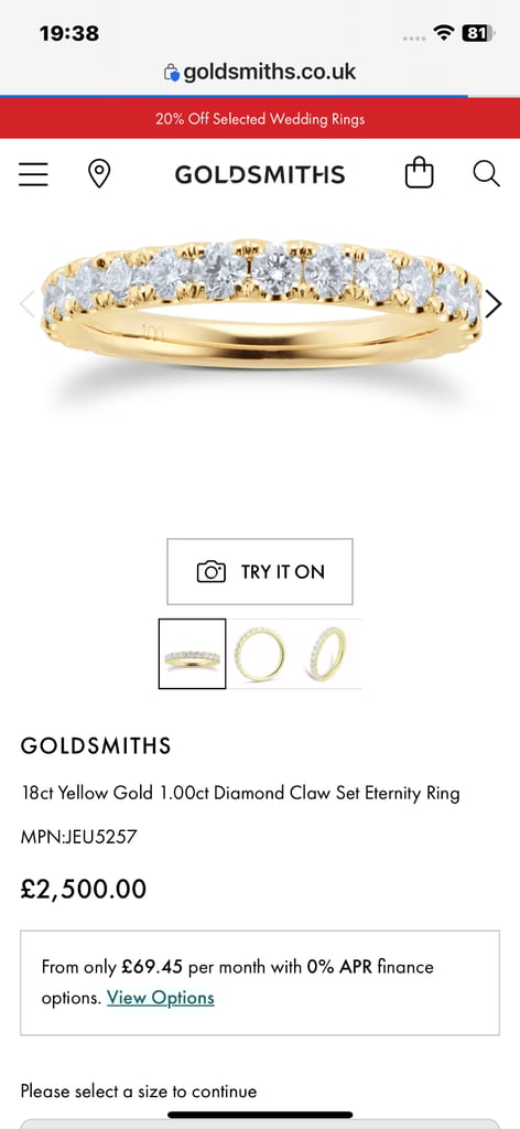 image for 18k yellow gold ring 