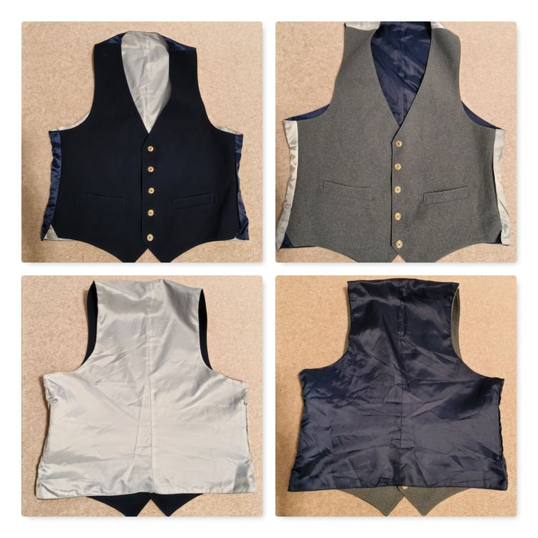 image for Men's tailored reversible (navy blue/grey) waistcoat as per photos - 45inch chest; £5