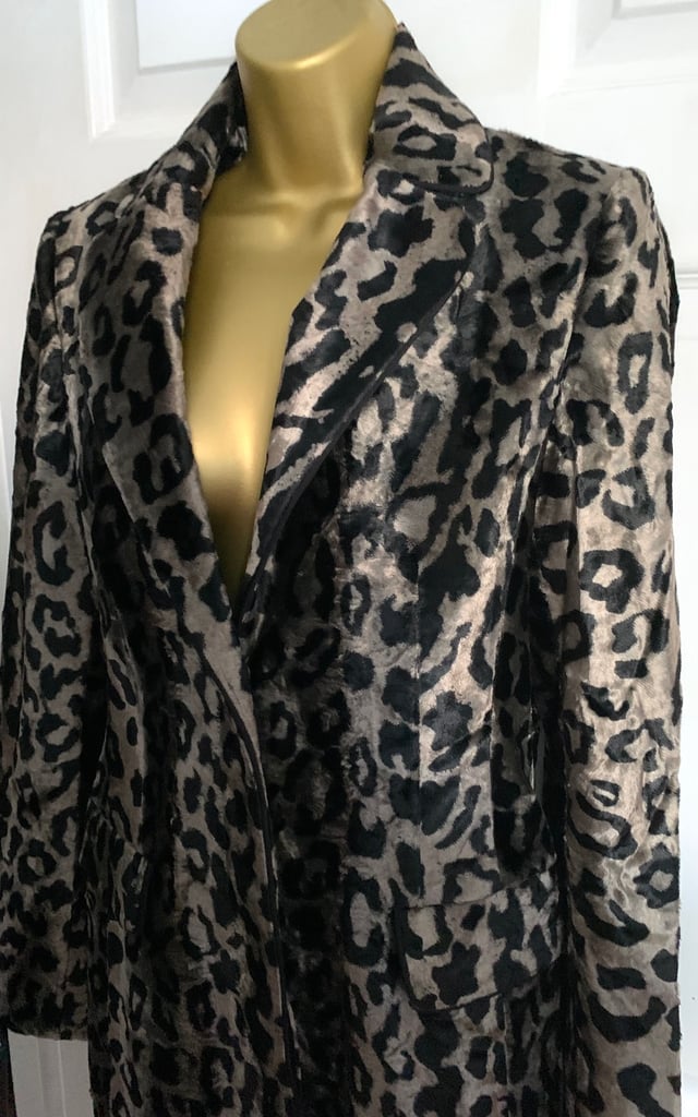 image for Karen Millen ‘Signature’ Leopard Faux Pony Coat💗Size 10-12💗Excellent