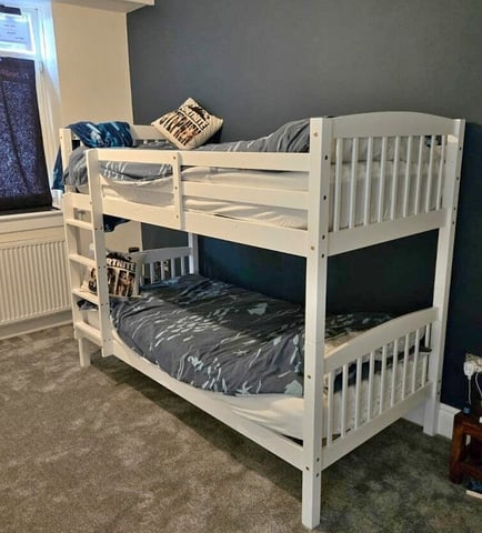 White Single Wooden Bunk bed Frame With optional Mattress !! Fast