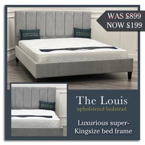 Brand New! 6FT (Super-Kingsize) Grey fabric bed frame 