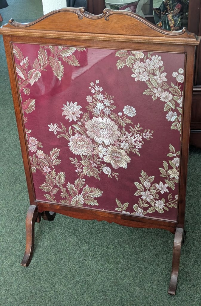 Antique Tapestry needlework tall Fire Screen 