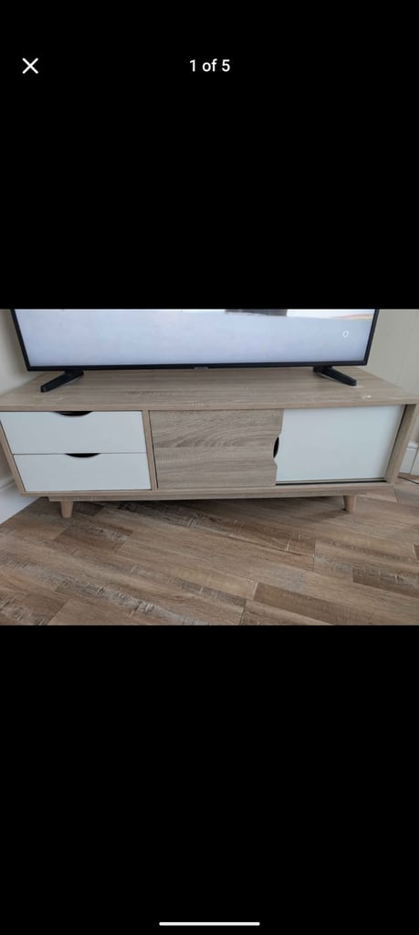 image for Wooden and white TV unit 