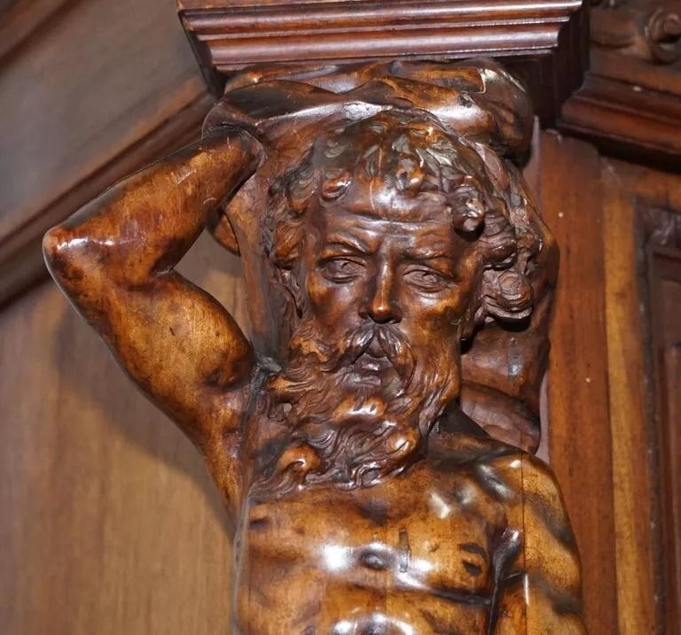 Rare Moses Michelangelo Guggenheim & Pauly Cie Et Venice Antique Carved Armoire