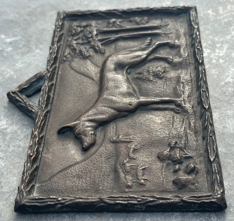 ANTIQUE BRONZE GERMAN SHEPHERD DOG PLAQUE SCULPTURE 17x10cm, 1900s FRITZ DILLER? - WILL POST!