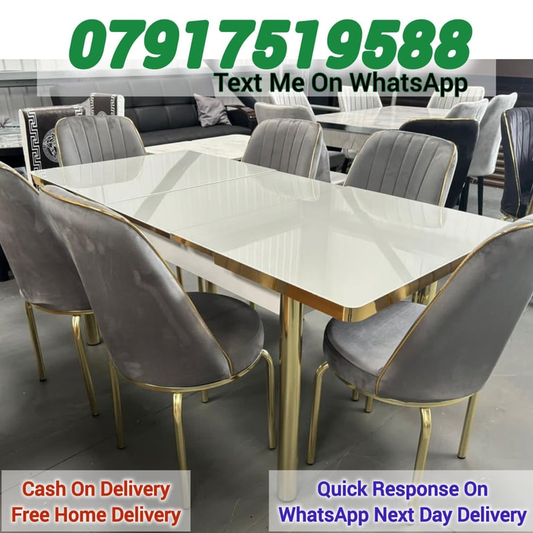 extendable dining table with 6 chairs