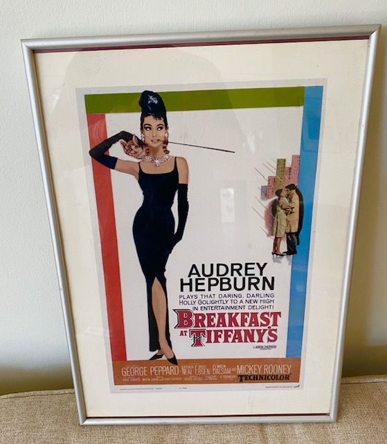 BREAKFAST AT TIFFANYS FILM POSTER, WALL PRINT, FRAMED, AUDREY HEPBURN 