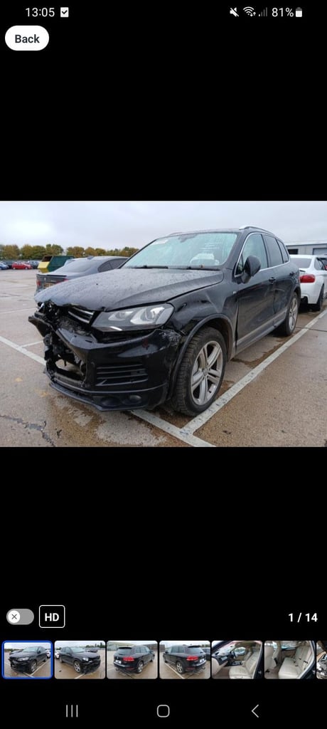 2014 volkswagen touareg 3.0 r line auto crash damaged