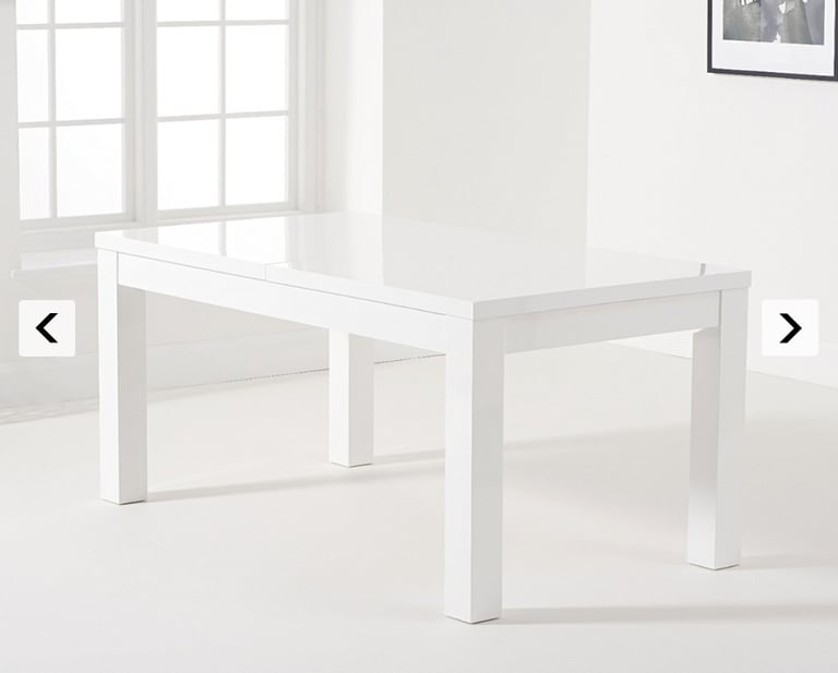  Atlanta white gloss dining table 160-220 cm wide in NEW 