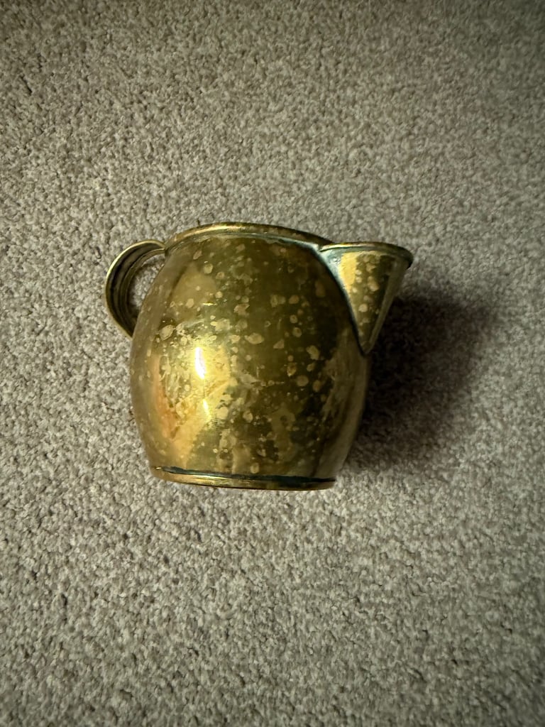 Vintage Brass Guernsey Jersey Jugs Pitcher Dented Antiques