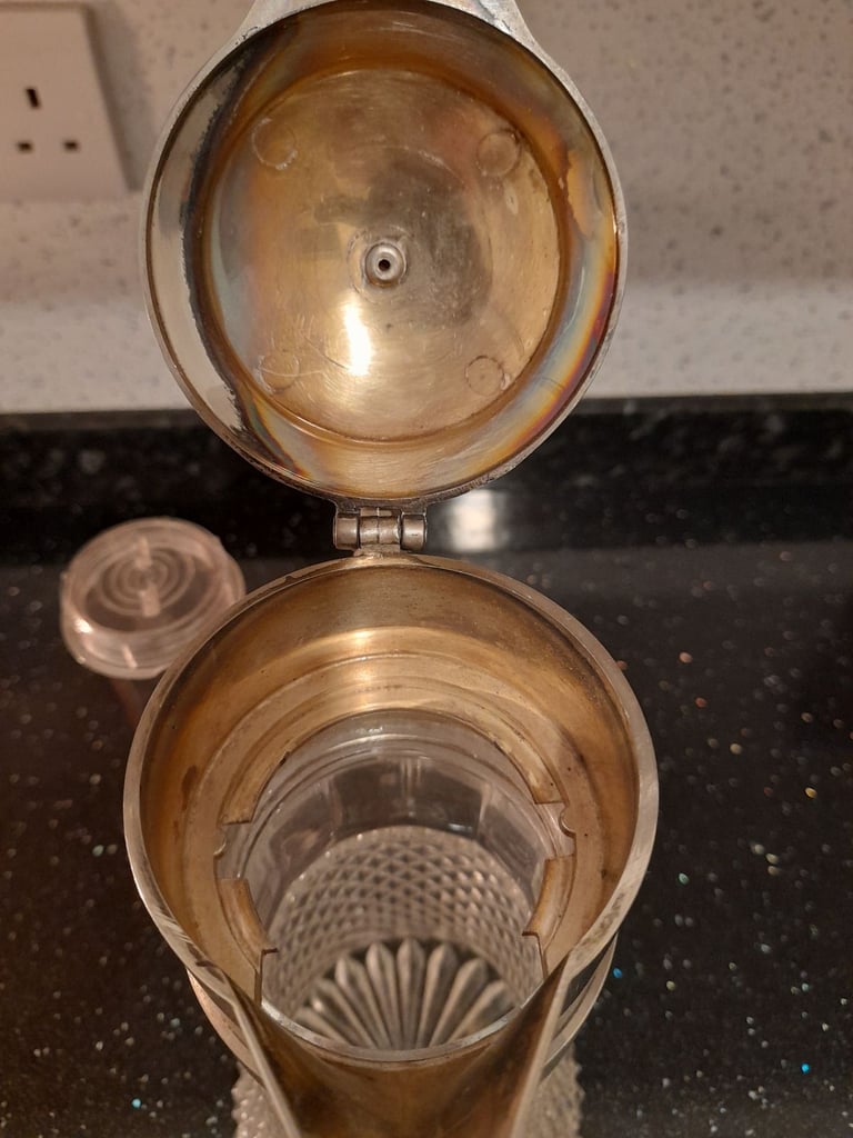 Vintage Sheratonn Silverplate Claret Jug/Decanter with ice insert  - Cut Glass