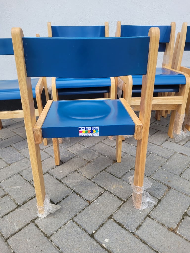 New - Tuf Class™ Wooden Chair Blue seat/wood frame For Schools