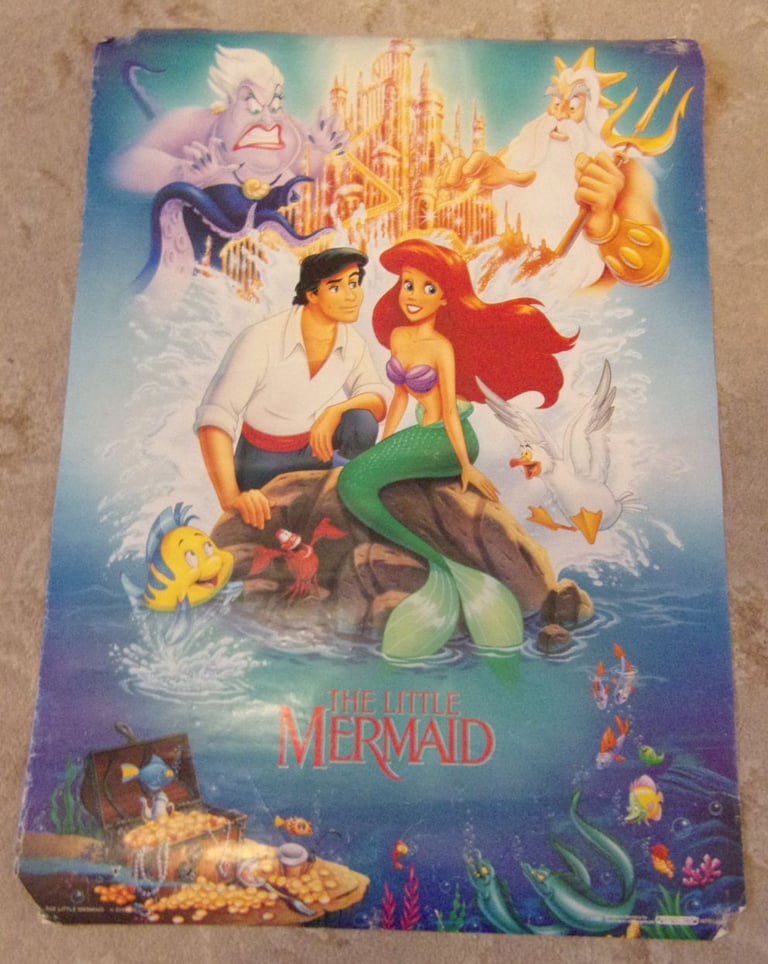 Disney the little mermaid 1990's vintage poster 23.5" X 16.5"