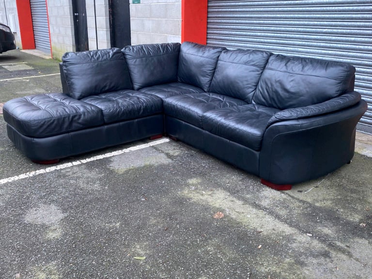 Black Leather Corner Group Sofa | in Finaghy, Belfast | Gumtree