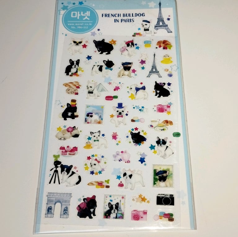Unique Korean Stickers: French Bulldog In Paris