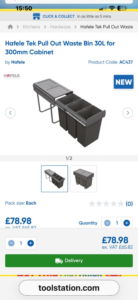 Pull out triple waste bin 