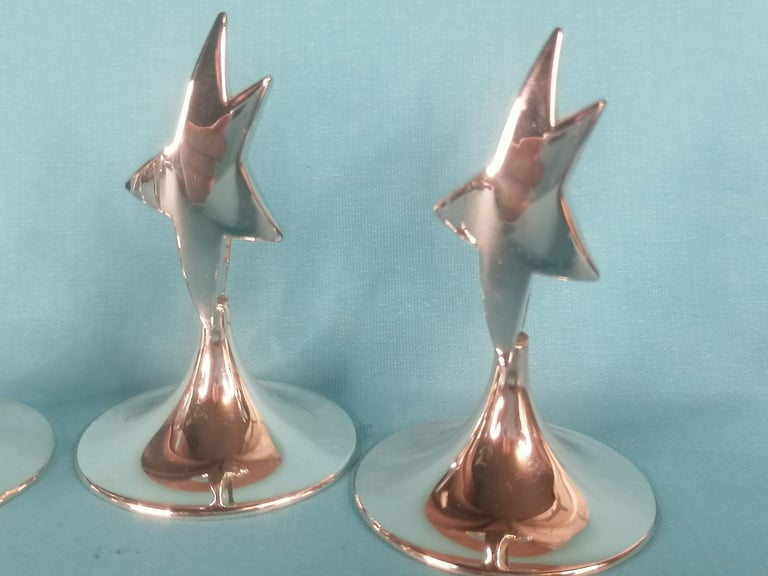 Stainless steel STAR PLACE CARD HOLDER. As seen.