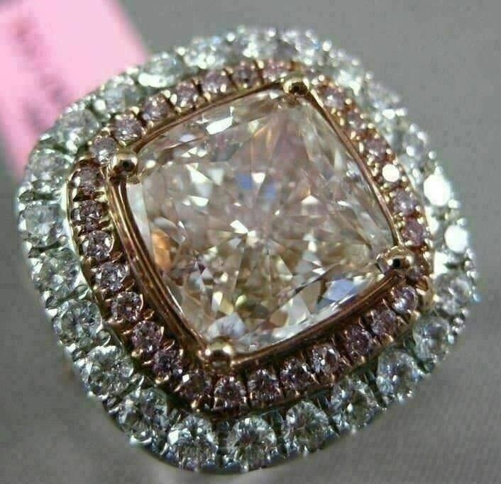 EXTRA LARGE 6.54CT WHITE & PINK DIAMOND 18K WHITE & ROSE GOLD 3D ...