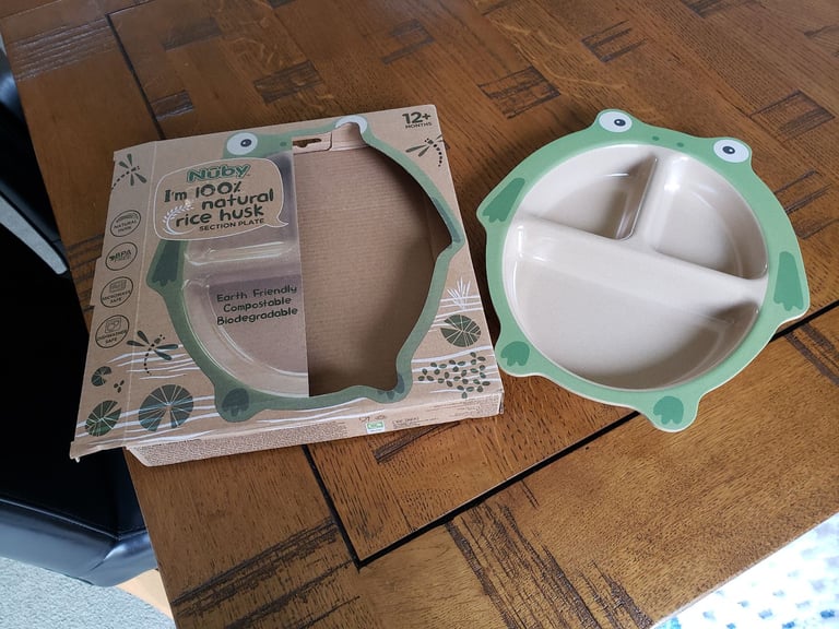 image for Nuby Frog Natural Rice Husk Selection Plate 