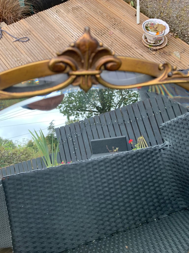 Vintage French art deco oval mirror 47 cm