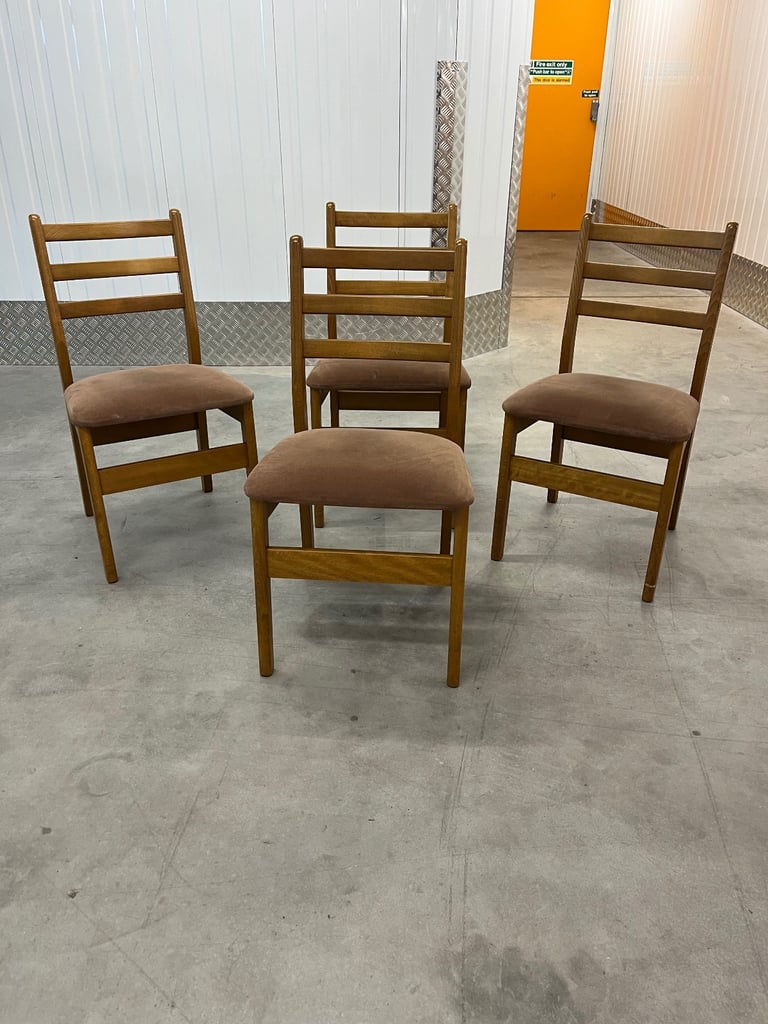 image for Set of four Mid century teak dining chairs (delivery available)